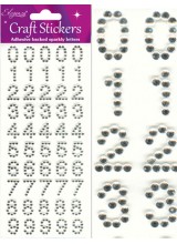 NEW! Eleganza Clear And Silver Sparkly Self Adhesive Number Stickers~ A 50 Piece Set For Gift Packaging, Scrapbooking, Card Making & More